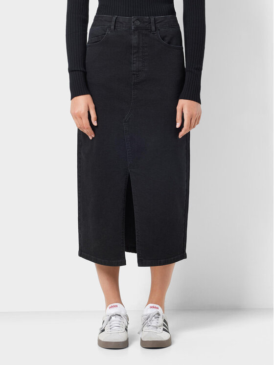 Noisy May Spódnica jeansowa Kath 27030078 Czarny Regular Fit