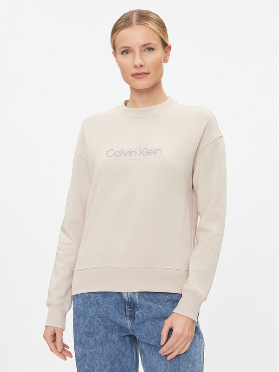 Calvin Klein Bluza Satin Emroidery K20K206757 Szary Regular Fit