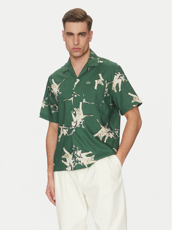 Lacoste Koszula CH0113 Zielony Relaxed Fit