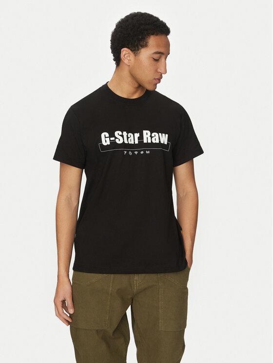 G-Star Raw T-Shirt Symbols D25970-C336 Czarny Regular Fit