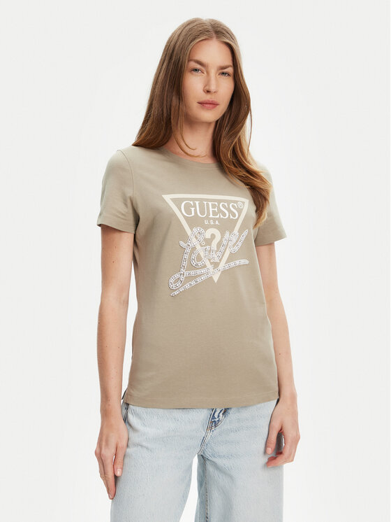 Guess T-Shirt W5YI40 I3Z14 Zielony Regular Fit