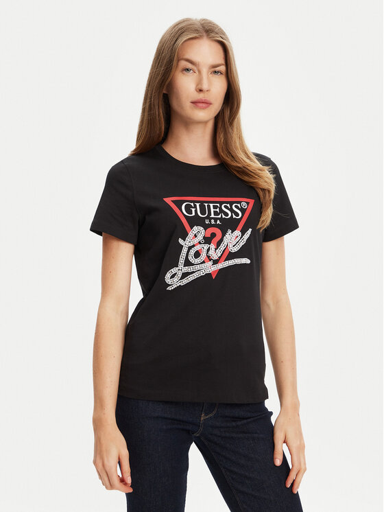 Guess T-Shirt W5YI40 I3Z14 Czarny Regular Fit