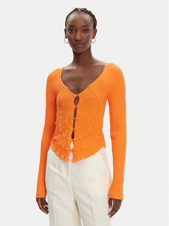PINKO Kardigan Vergina 104627 A2E6 Pomarańczowy Slim Fit