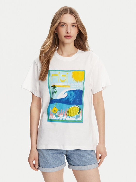 Roxy T-Shirt ERJZT05899 Biały Relaxed Fit