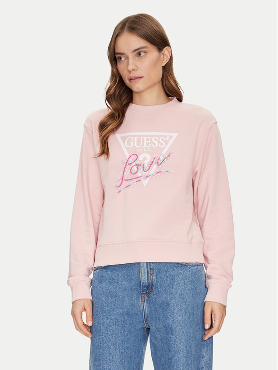 Guess Bluza W5GQ05 KB683 Różowy Regular Fit