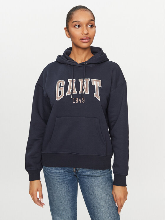 Gant Bluza Rel Logo Hoodie 4200726 Granatowy Relaxed Fit