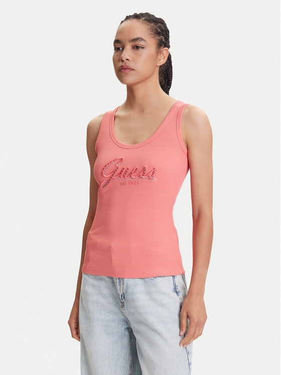Guess Top W5YP00 KCXJ2 Różowy Regular Fit