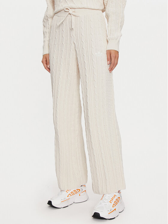 adidas Spodnie dzianinowe JN7658 Écru Regular Fit