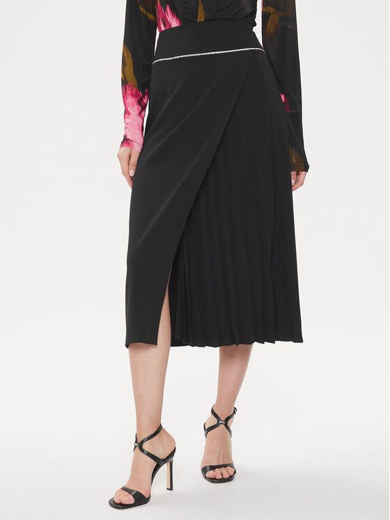 Rinascimento Spódnica midi CFC0118252003 Czarny Regular Fit