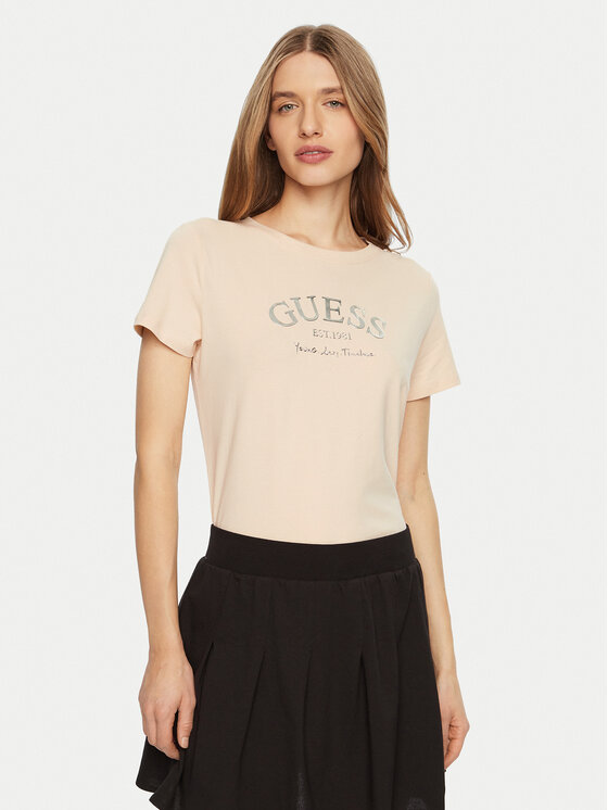 Guess T-Shirt V5RI16 J1314 Beżowy Regular Fit