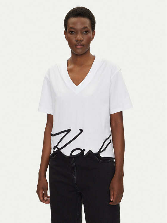KARL LAGERFELD T-Shirt A2W17104 Biały Relaxed Fit