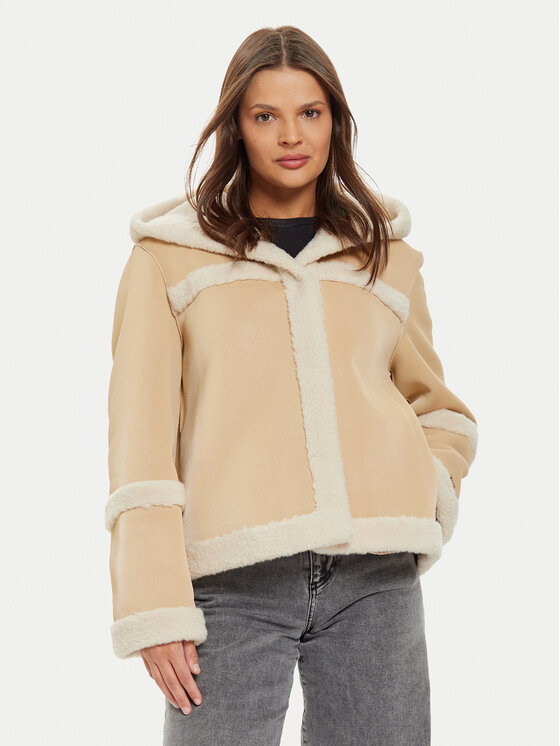 Liu Jo Sport Kurtka z imitacji skóry TF4140 E0903 Beżowy Regular Fit