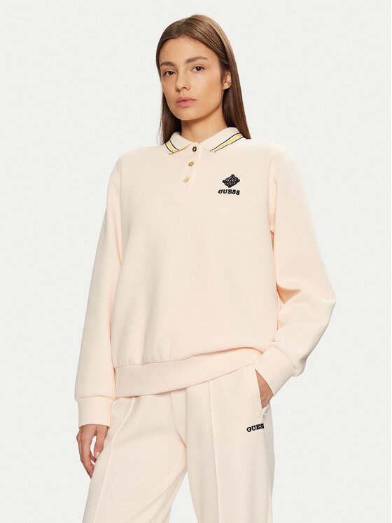 Guess Bluza V5RQ01 KCLD1 Écru Regular Fit