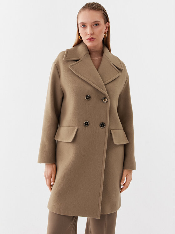 Pinko Płaszcz wełniany Effetto 101747 Y7DY Brązowy Regular Fit