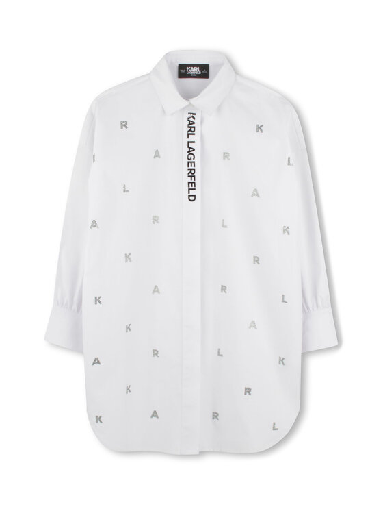 Karl Lagerfeld Kids Sukienka koszulowa Z30463 S Biały Relaxed Fit