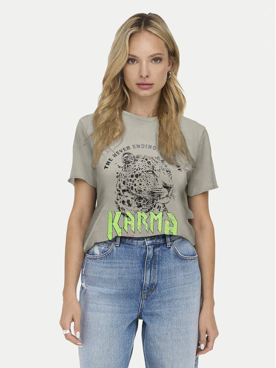 ONLY T-Shirt Lucy 15307412 Szary Regular Fit