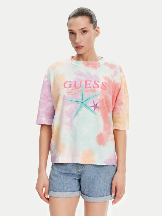 Guess T-Shirt E5GI00 K8G01 Kolorowy Oversize