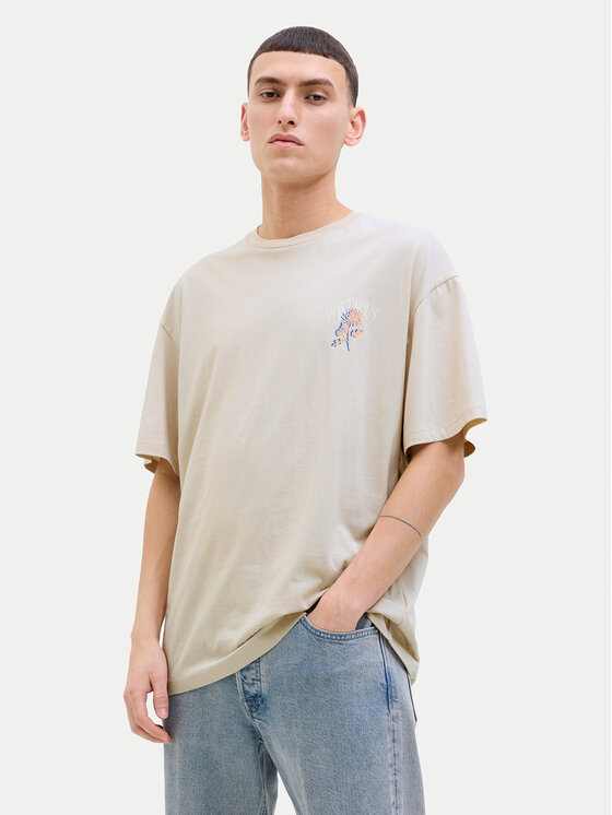 Jack&Jones T-Shirt Charge 12269384 Beżowy Relaxed Fit