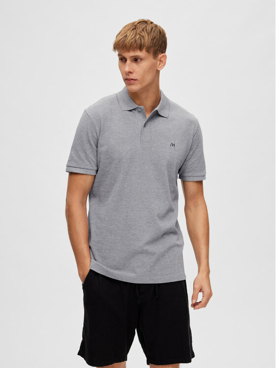 top Selected Homme Polo 16087839 Szary Regular Fit