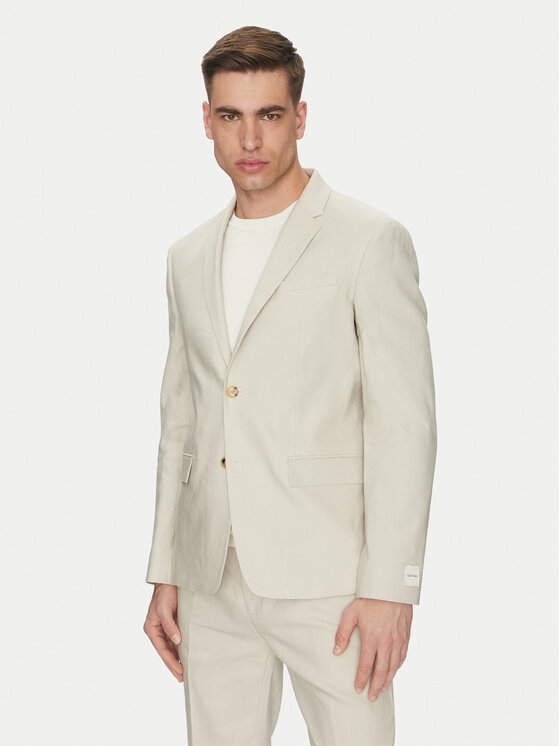 Calvin Klein Marynarka K10K114388 Beżowy Slim Fit
