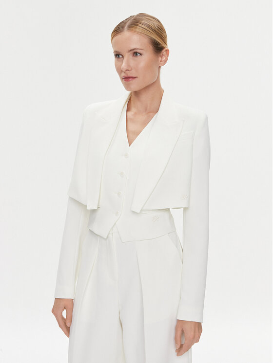 KARL LAGERFELD Komplet marynarka i kamizelka 240W1411 Biały Regular Fit