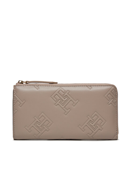 Tommy Hilfiger Duży Portfel Damski Th Refined Large Za Mono AW0AW15756 Szary