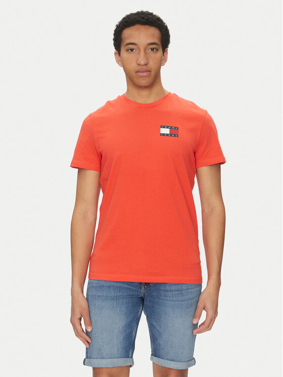 Tommy Jeans T-Shirt Essential DM0DM20740 Pomarańczowy Slim Fit