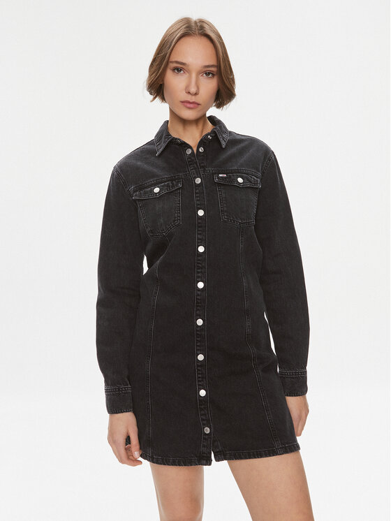 Tommy Jeans Sukienka jeansowa AlineDW0DW17209 Czarny Regular Fit
