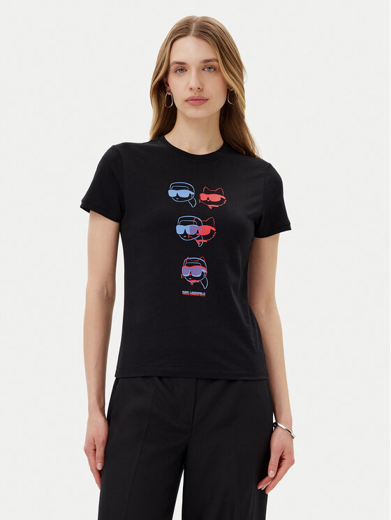 KARL LAGERFELD T-Shirt A2W17104 Czarny Relaxed Fit