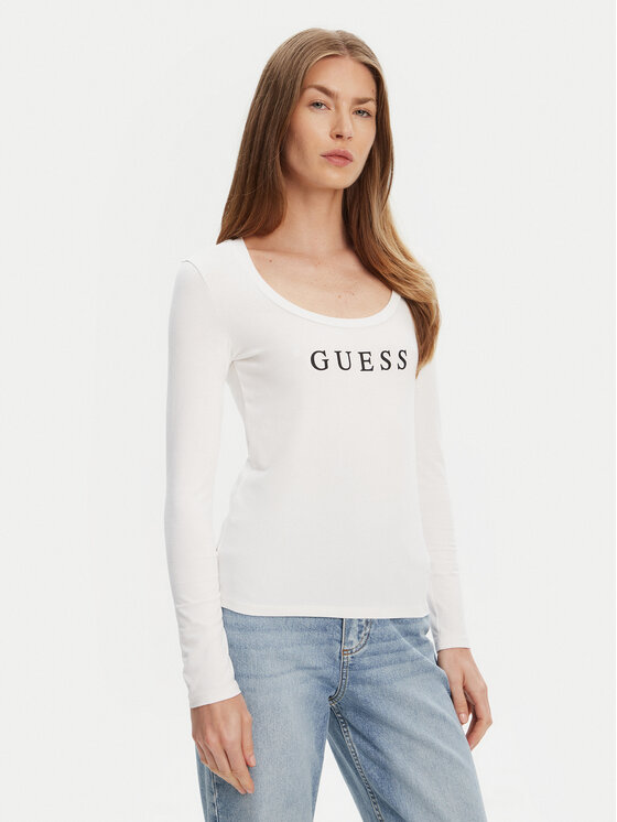 Guess Bluzka O5RI00 KBBU1 Biały Regular Fit