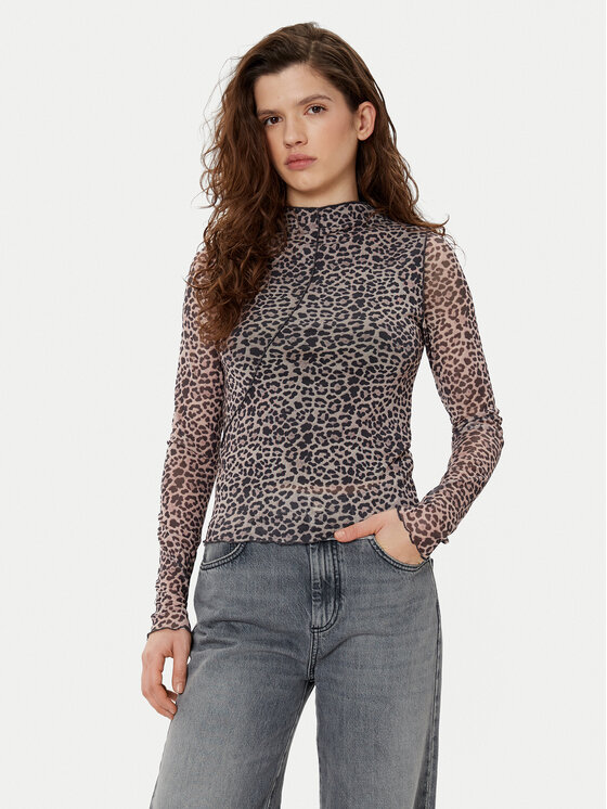 Noisy May Bluzka 27033006 Szary Slim Fit
