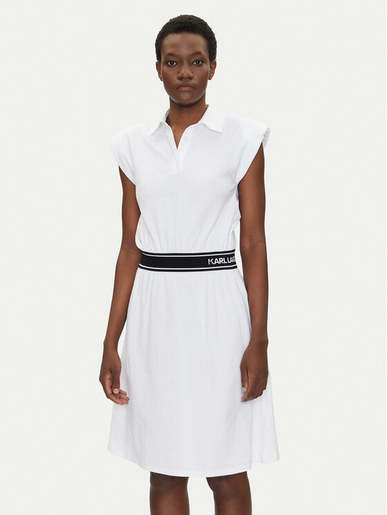 KARL LAGERFELD Sukienka codzienna A2W13038 Biały Regular Fit