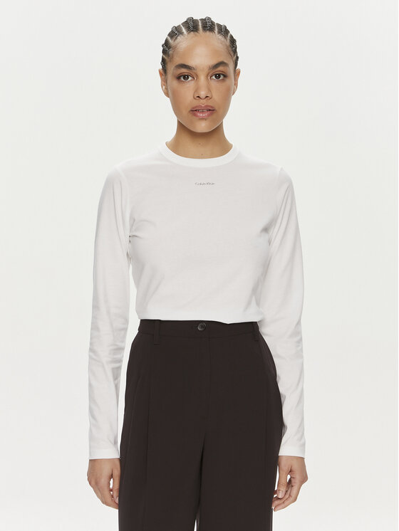 Calvin Klein Bluzka Nano Logo K20K207572 Biały Regular Fit