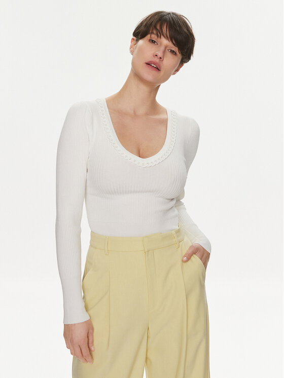 Morgan Sweter 241-MCORDE Écru Slim Fit