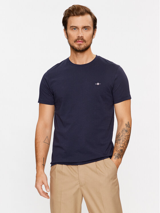Gant T-Shirt Shield 2003185 Granatowy Slim Fit
