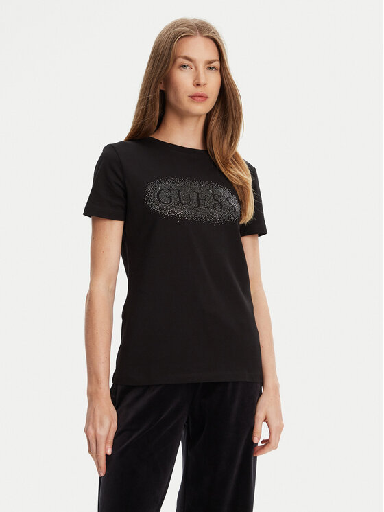 Guess T-Shirt V5YI08 J1314 Czarny Regular Fit