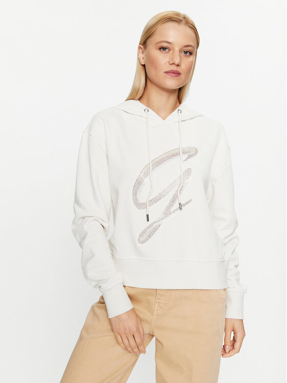 Guess Bluza W3BQ10 KBKM0 Écru Regular Fit