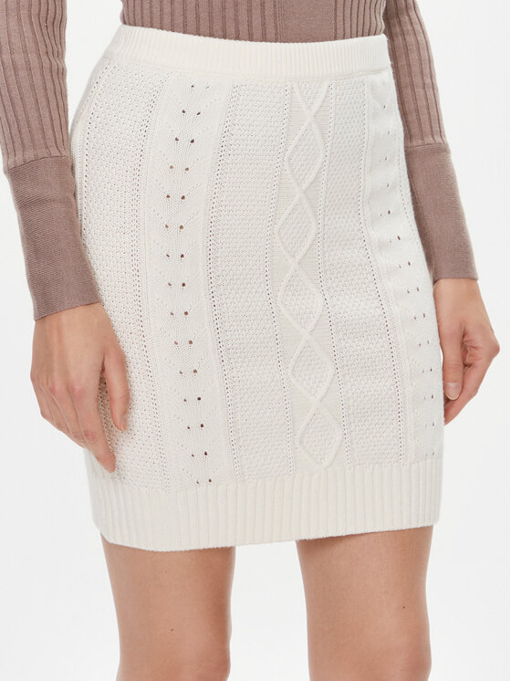 Guess Spódnica mini W4RD58 Z37L1 Écru Slim Fit
