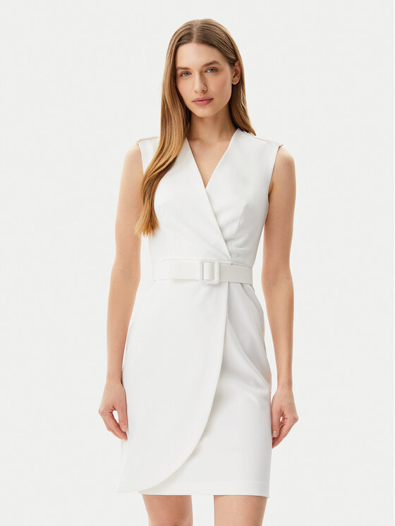 ARTIGLI Sukienka koktajlowa ACAB000846 Écru Slim Fit