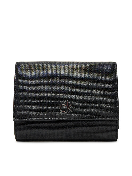 Calvin Klein Mały Portfel Damski Ck Daily Medium Trifold_Tex K60K612945 Czarny