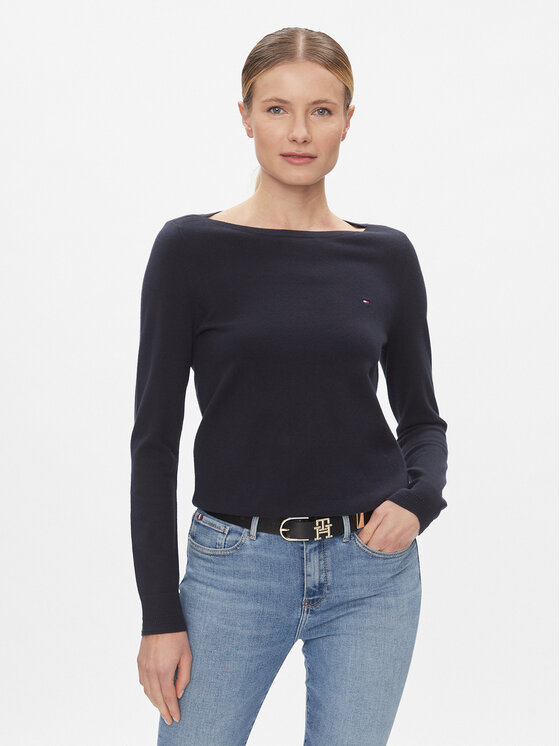Tommy Hilfiger Sweter WW0WW42050 Granatowy Regular Fit