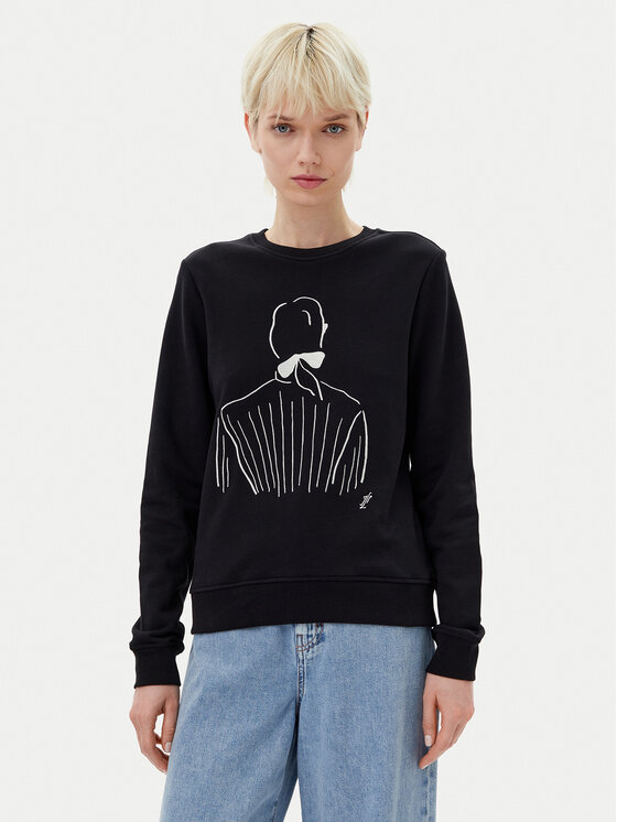 KARL LAGERFELD Bluza A2W20056 Czarny Regular Fit