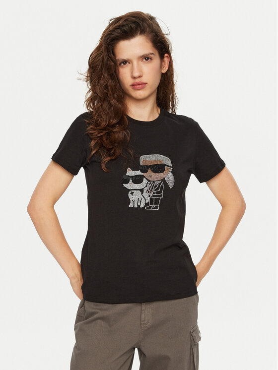 KARL LAGERFELD T-Shirt A1W17131 Czarny Regular Fit