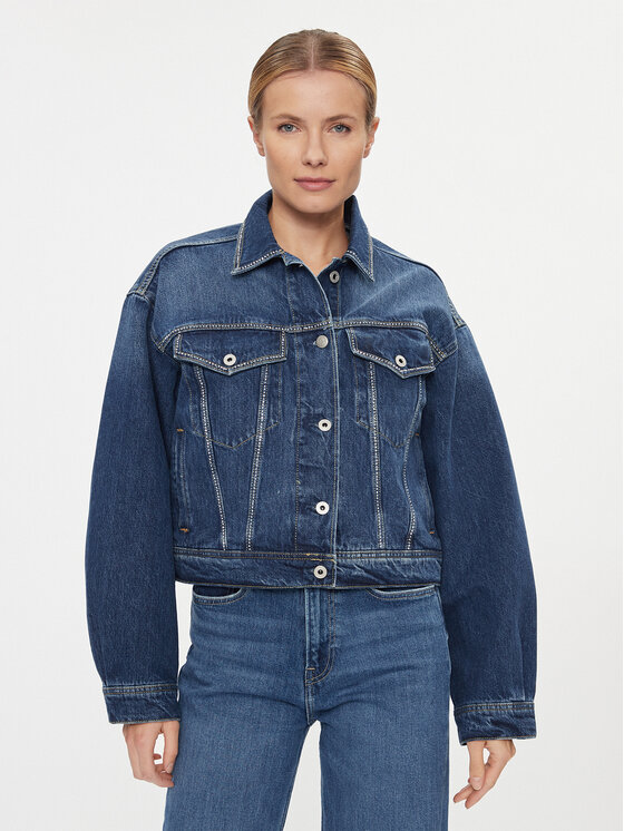 Pepe Jeans Kurtka jeansowa Turner Sparkle PL402328 Granatowy Relaxed Fit