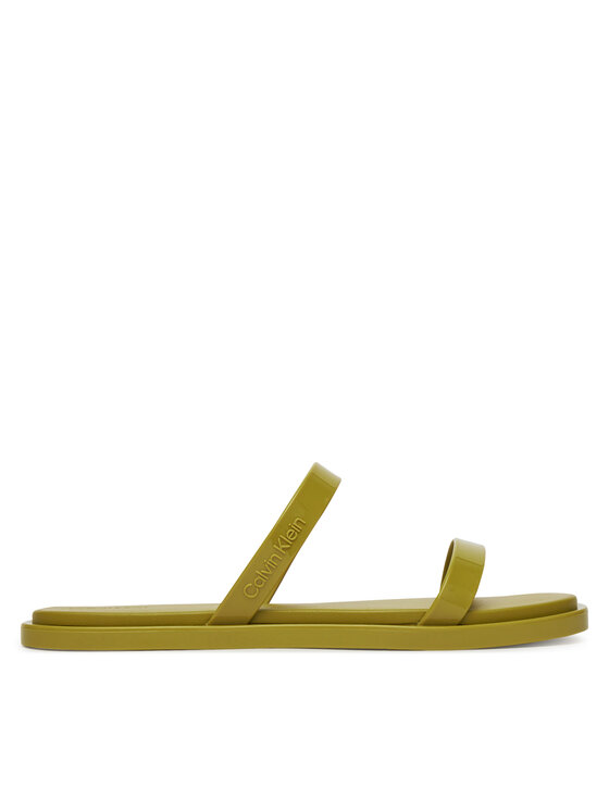 Calvin Klein Klapki Double Bar Slide - Jelly HW0HW02417 Zielony