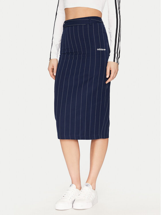 adidas Spódnica ołówkowa Pinstripe JD2576 Granatowy Slim Fit