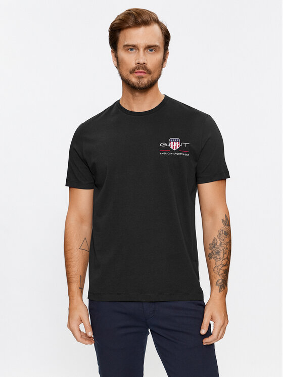 Gant T-Shirt Reg Archive Shield Emb Ss 2067004 Czarny Regular Fit