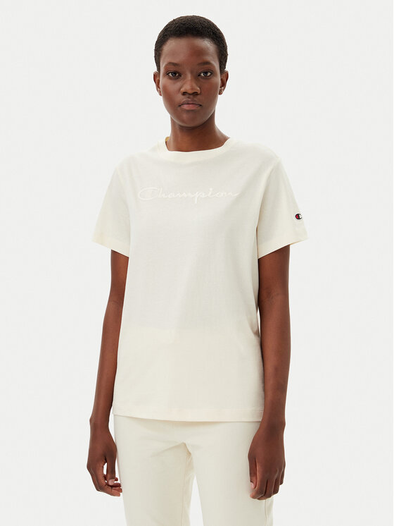 Champion T-Shirt 117650 Écru Slim Fit
