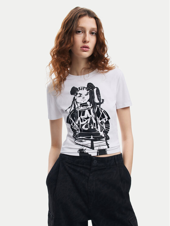 Desigual T-Shirt Choi Lacroix 24WWTK90 Biały Slim Fit
