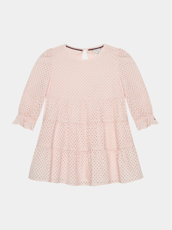 Tommy Hilfiger Sukienka codzienna Broderie Anglaise KG0KG07779 M Różowy Regular Fit